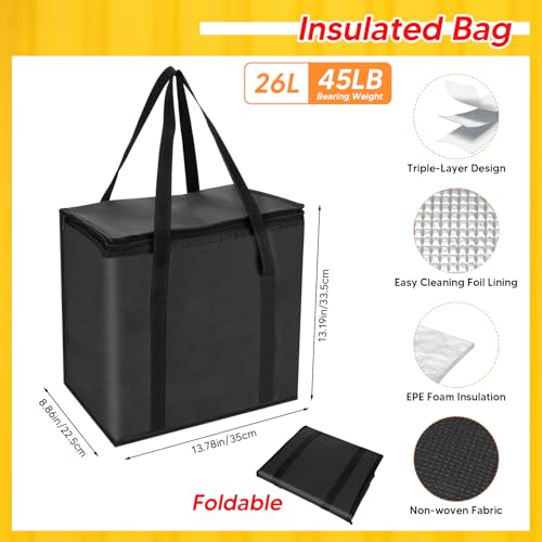Reusable 6 Cup Drink Carrier with Handle and Insulated Bag for Hot and Cold Drink/Food, Foldable Plastic Cup Holder and La...