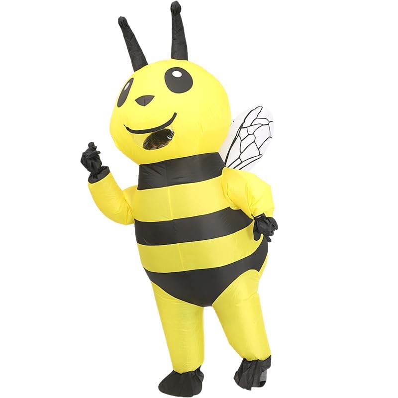Inflatable Bee Costume Funny Halloween Black and Yellow Striped Full Body Bee Blow Up Costume Adult (Yellow, One Size)