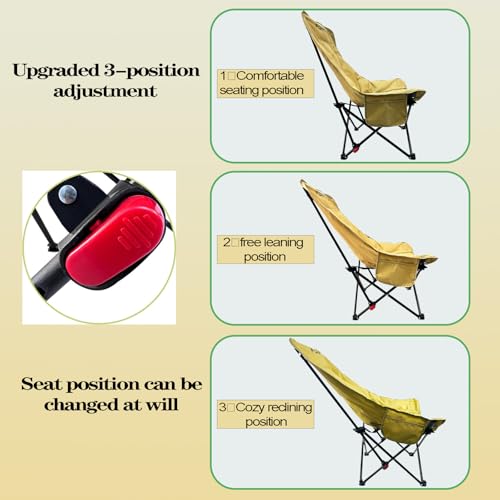 FORFOX Adjustable Portable Folding Camping Chair with High Back, Side Pockets, Headrest, Lightweight Lawn Chair for Outdoo...