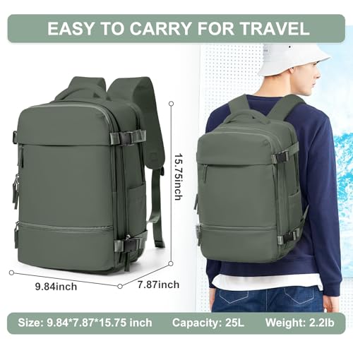 suwasp Travel Backpack Simple Durable Carry On Backpack with Shoe Compartment, Personal Item Travel Bag Flight Approved, W...