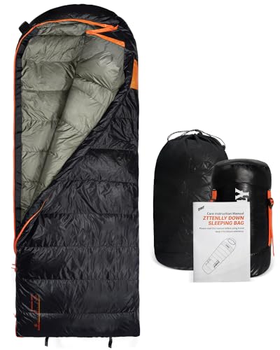 ZTTENLLY Down Sleeping Bag for Adults - Lightweight and Compact for Backpacking, Camping and Hiking - 550/600 FP, 0/20/30 ...