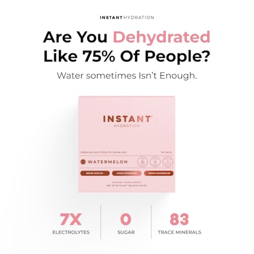 Instant Hydration Electrolytes Powder Packets - Watermelon Electrolyte Drink Mix - Zero Sugar - Keto, Vegan, Gluten-Free, ...