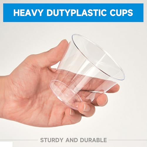 RACETOP 9 oz 200 packs Clear Disposable Plastic Cups, Durable Plastic Cups Tumblers, Perfect for Parties, Wedding and Fest...