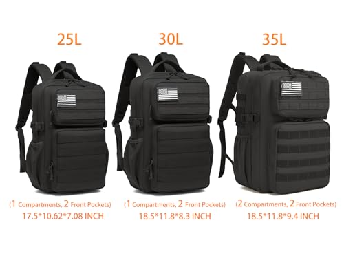 Wotony Military Tactical Backpack for Men Waterproof Daypack 3 Day Assault Pack Molle Bag with Water Bottle Holder
