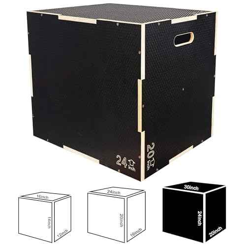 Fitvids 3-in-1 Non-Slip Wooden Plyo box, Plyometric Jump Box for Home Gym, Step Up Box for Workout Training, Lunges, Squats, Dips, 550lbs Weight Capacity, Multiple Sizes