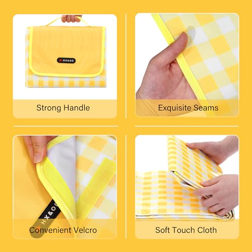HX&OD Outdoor Picnic Blanket 80"X80" Picnic Mat Extra Large Camping Blanket Beach Blanket Foldable Waterproof Sand Mat Hik...