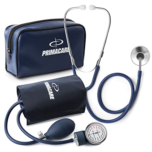 Primacare DS-9197-BL Professional Classic Series Manual Adult Size Blood Pressure Kit, Emergency Bp kit with Stethoscope a...