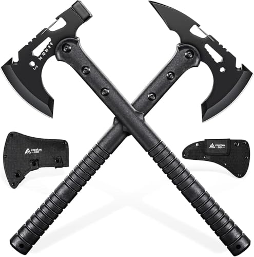 Freelander Tactical Axe 2 Pack, Sharp Tomahawk with Sheath, Portable Tomahawk with Clip and Bottle Opener, Durable Surviva...