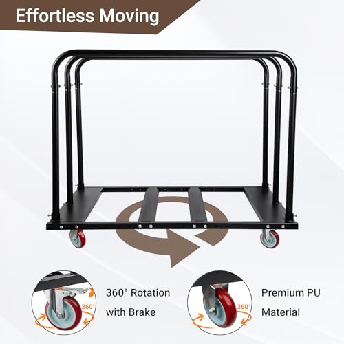 Eastrexon Folding Table Cart, Heavy Duty Table Dolly w/ 5" PU Swivel Wheels, Drywall Dolly Cart w/ 1800 LBS & 10 Table Cap...