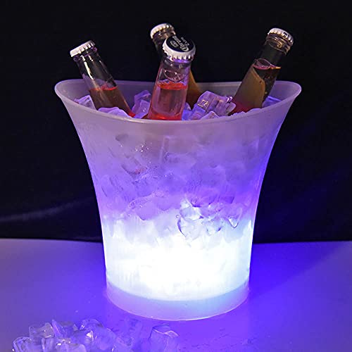 FIPASEN LED Ice Bucket, Regular 5L Large Capacity Lighted Ice Bucket with Automatic 7 Colors Changing for Party/Home/Bar, ...