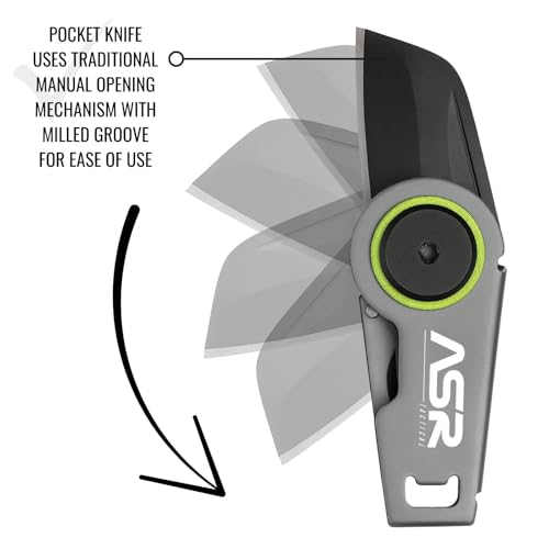 ASR Tactical Micro Zipper Folding Pocket Knife EDC Escape Survival Tool, Matte Black