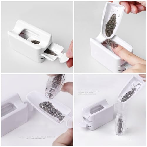 Chunmeng White Nail Powder Recycling Box With Scoop Nail Art Box Nail Art Accessories Makeup Tool Powder Glitter Saver Nai...