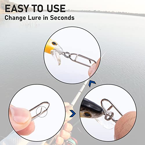 Alwonder 50-Pack Fishing Power Speed Clips, High Strength Stainless Steel Speed Clip for Fishing Lure Quick Change, Freshw...