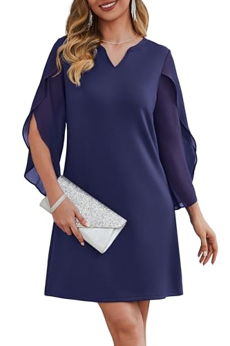 RUMIA Cocktail Dresses for Women Chiffon Sleeve Wedding Guest Dress (XS-3XL)