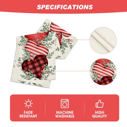 Artoid Mode Eucalyptus Hearts Valentine's Day Table Runner, Holiday Kitchen Dining Table Decoration for Home Party Indoor ...