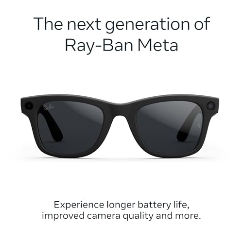 Ray-Ban Meta (Gen 2), Wayfarer, Matte Black | Smart AI Glasses for Men, Women — 2x Battery Life — 3K Ultra HD Resolution —...