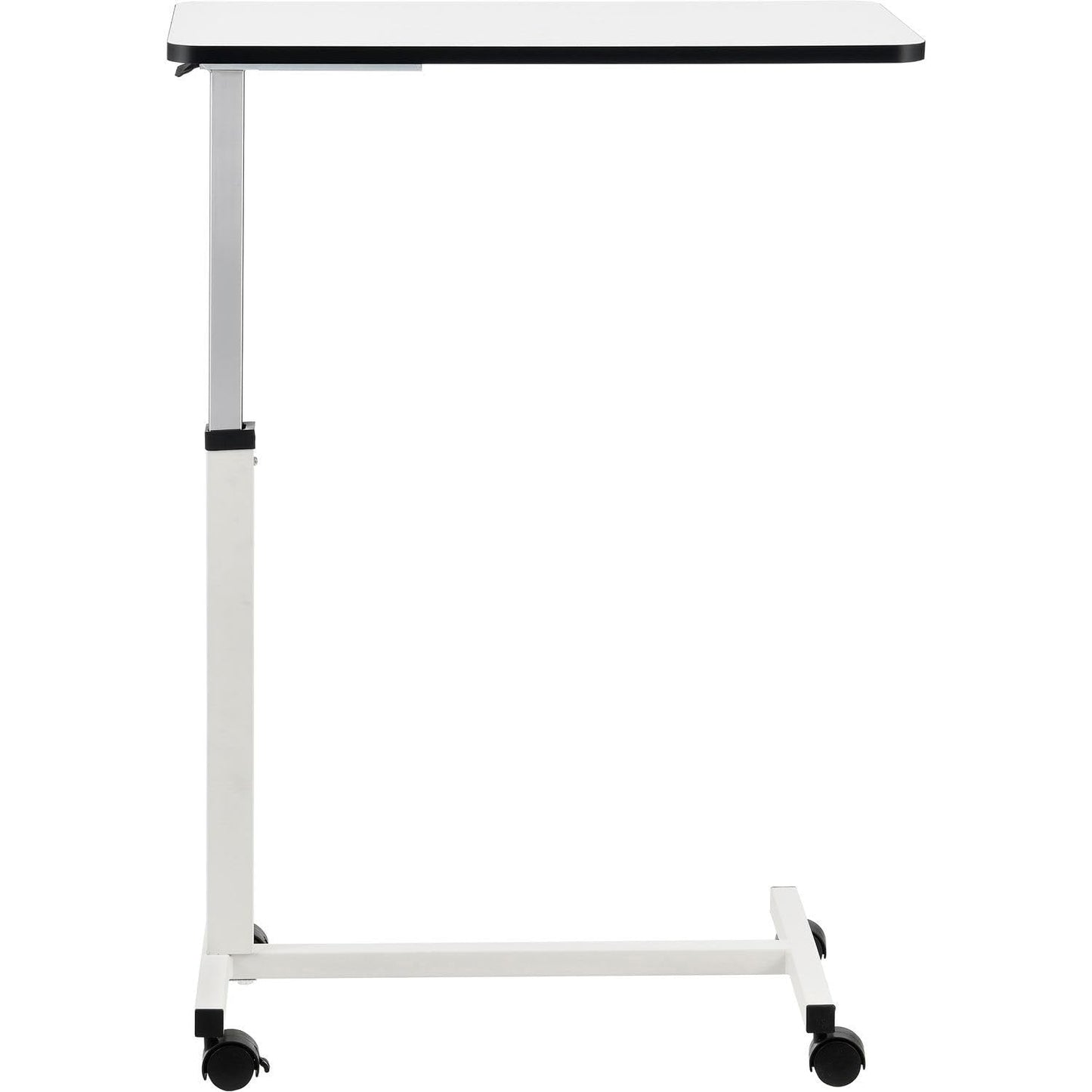 Global Industrial 28" to 45" Adjustable Height Overbed Table with H-Base, White Laminate Tabletop