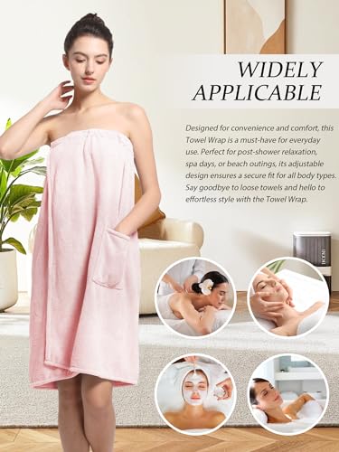 Women'S Soft Wrap Towel Full Length，Bath Robe After Shower Female Plush Long，Spa Bathrobes Lightweight With Pockets