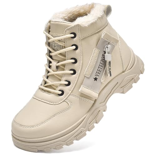 Yeeteepot Womens Snow Boots Warm Winter Boots Ladies Fur Lined Ankle Boots Lace Up Outdoor Booties Anti-Slip Sneakers Wate...