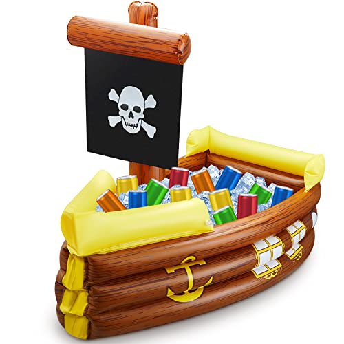 Cunhill Inflatable Pirate Ship Cooler Halloween Inflatable Cooler for Birthday Gasparilla Party Decorations Pool Party Sup...
