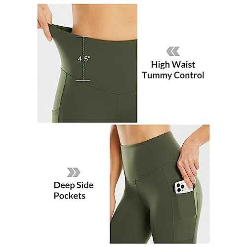 baleaf Nuleaf High Waisted Workout Leggings for Women 25" - Buttery Soft Tummy Control Gym Fitness Yoga 7/8 Pant with Pockets