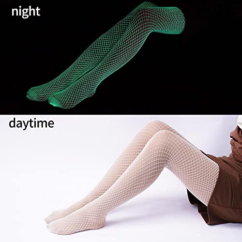 DTWAWA Glow in the Dark Fishnets Stockings, High Waist Tights Party Stockings for Womens