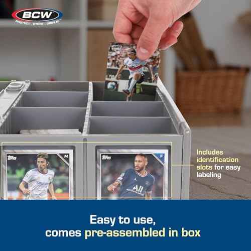 BCW Collectible Card Bin (2-Pack, Gray) | Holds 3200 Cards Each | Includes 4 Dividers | Storage for Pok?mon, MTG & Sports Cards