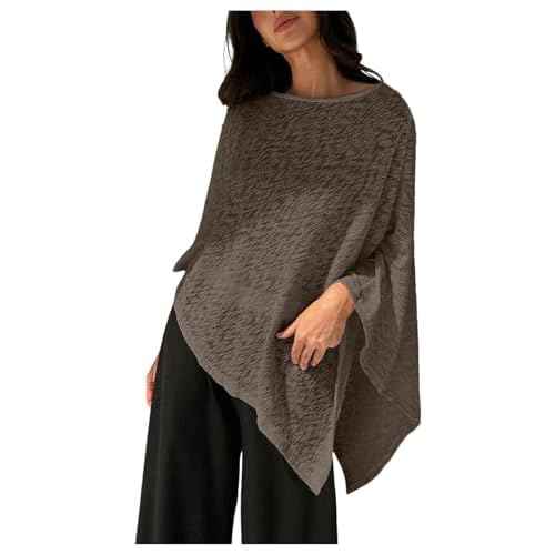 MakeMeChic Ponchos for Women Sheer Poncho Sweater Shawl Wraps Coverup