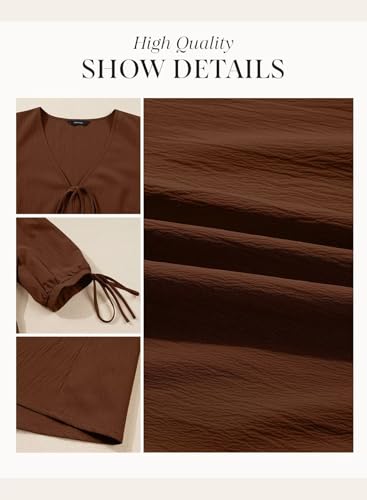 Dokotoo Summer Dresses for Women 2026 Casual V Neck Bow Tie Short Sleeve Empire Waist A-Line Mini Dress
