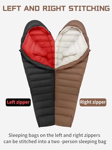 QEZER 0 Degree Sleeping Bag for Adults 650 Fill Power Down Sleeping Bag for Cold Weather -20F / -8F / 0F / 10F Large Light...