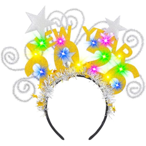 Zoestar Light Up 2026 Headband LED New Year Headbands NYE Glow Party Hair Accessories for Women