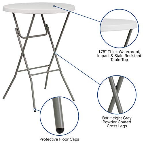 Flash Furniture Kathryn 31.5" Round All-Occasion Folding Bar Height Table for Parties and Commercial Events, Plastic Bar H...