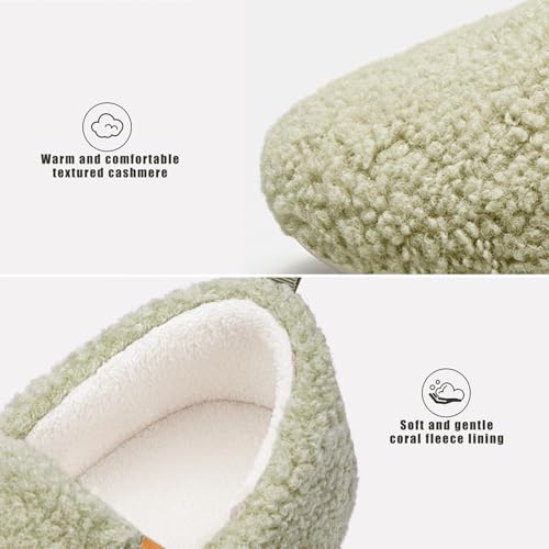 Women's House Slippers Memory Foam House Shoes Cozy Closed Back Slippers with Curly Fleece for Indoor Outdoor