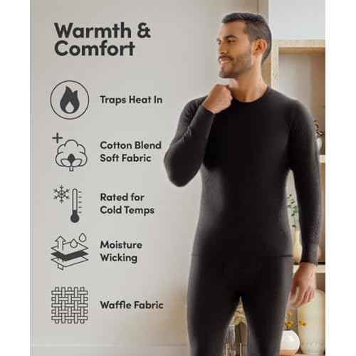 Fruit of the Loom mens Recycled Waffle Thermal Underwear Set (Top and Bottom)