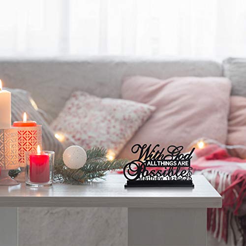 Jetec Inspirational Table Art with God All Things Are Possible Positive Sign Home Table Decoration, Motivational Centerpie...