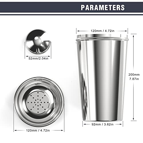 60oz Cocktail Shaker, Stainless Steel Large Drink Mixer Shaker with Cocktail Strainer, Zikepa Professional Shakers Bartend...