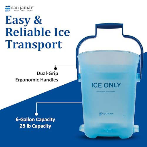 San Jamar Plastic Light Duty Ice Tote, 6 Gallons, Blue