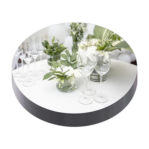 Mymonfif 12" Mirror Centerpieces, Set of 12 Round Mirrors for Centerpieces, 2mm Glass Mirror Plates, Mirror Tray, for Wedd...