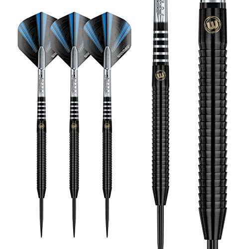 WINMAU Sabotage Onyx 22g bis 26g Profi Wolfram Steeltip Dartpfeile Set mit Flights und Sch?fte