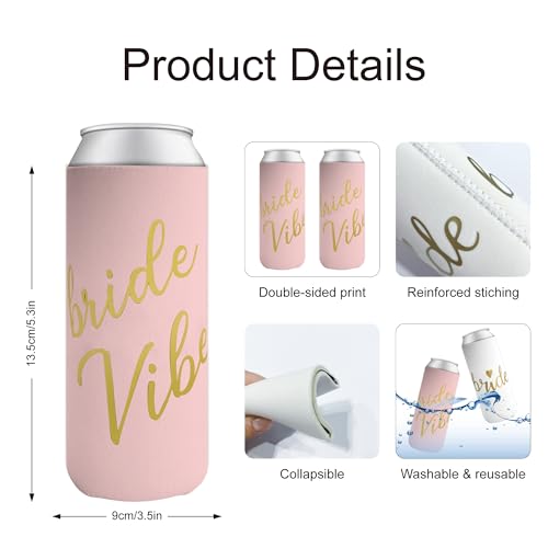 LotsBuyLots Bride & Bride Vibe Bachelorette Party Can Coolers(10 Pack),Bridesmaid Can Sleeves,Insulated Neoprene Drink Hol...