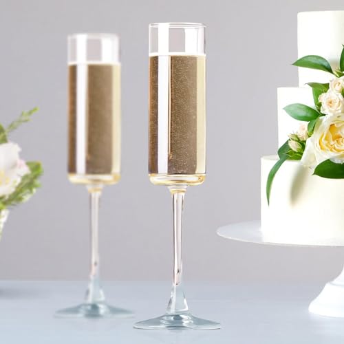 PARACITY Champagne Flutes, Champagne Glasses Set of 2, Elegant 6oz Glass Champagne Flutes, Gift for Birthday, Wedding, Chr...