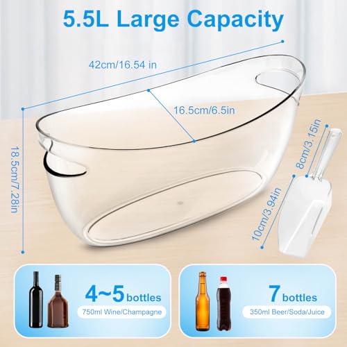 KITHELP 2 PCS Ice Buckets for Parties, 5.5L Ice Bucket with Scoops and Metal Wine Bottle Opener, Mimosa Bar Supplies Bever...
