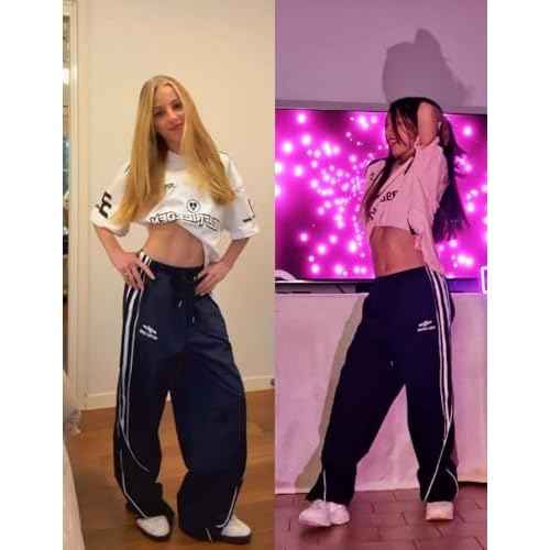 Aelfric Eden Womens Embroidery Patchwork Striped Track Pants Unisex Baggy Sweatpants Wide Leg Drawstring Y2K Pants