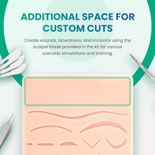 Suture Practice Kit for Medical Students | Including Large Silicone Pad, Suture Threads, Tool Kit, Knot Board and Suture V...