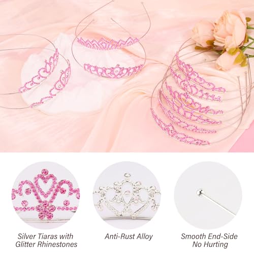 Tihebax 10 Pcs Pink Tiaras Crowns Headbands for Women Girls Princess Tiara Bulk Crown Rapunzel Crown for Wedding Birthday ...