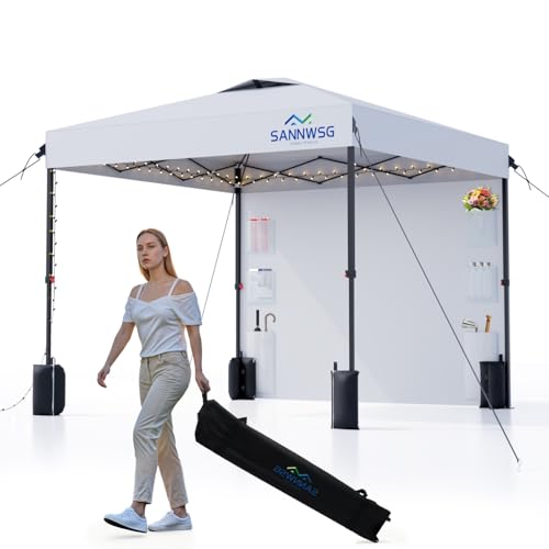 8X8 Pop Up Canopy Tent,Removable Pockets Sidewall for Extra Storage,Easy Up Canopy,Heavy Duty One Person Set Up Event Ten...