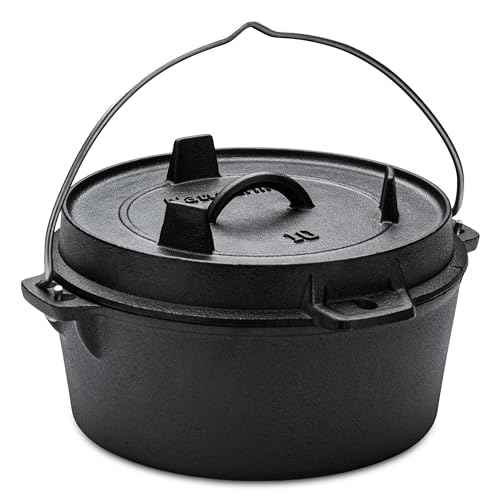 Naturehike Dutch Oven Pot with Lid-4.76 Qt Pre-Seasoned Cast Iron Dutch Oven with Storage Bag-Dual Handles-Lid Doubles as Cast Iron Grill Pan, Use in the Oven, on the Stove & Grill, over the Campfire