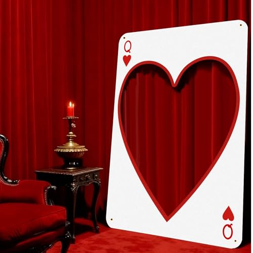 Aurelema 2m Large Valentine's Day Photo Booth Props Party Decoration Stand Poker Player Cards Backdrop Red Heart Cutout Va...