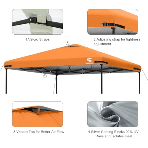 10x10 Pop Up Canopy Replacement Top Cover with Air Vent for Straight Leg Canopy Tent, Waterproof for Outdoor Garden Patio ...