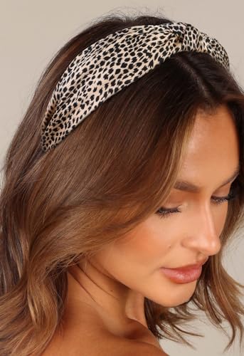 Knotted Fashion Hairbands and Hair Hoops: Non-Slip Top Knot Headbands with Leopard Print for Women and Girls - 4PCS Beige ...